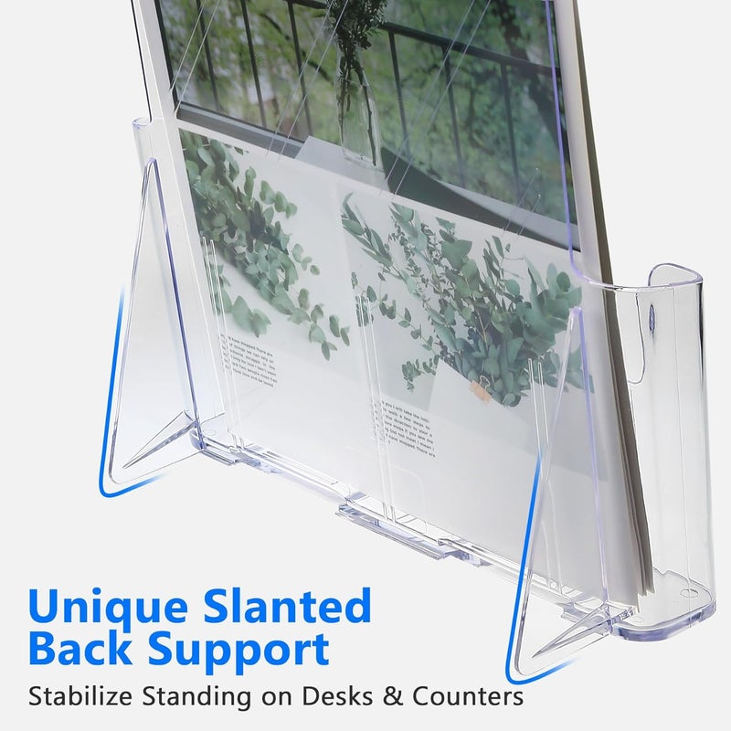 Argvey Acrylic Brochure Holder 8.5 x 11 inches, 4 Pack Clear Brochure Display Stand with Removable Divider for Trifold 4 Inches Wide Pamphlet, Plastic Flyer Holder for Magazine, Literature, Booklet - Image 3